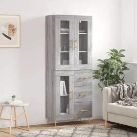 Hohes Sideboard aus sonomagrauem Sperrholz, 69,5 x 34 x 180 cm von vidaXL, Sideboards - Ref: Foro24-3198591, Preis: 177,88 €,...