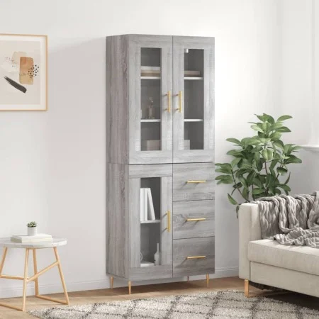 Hohes Sideboard aus sonomagrauem Sperrholz, 69,5 x 34 x 180 cm von vidaXL, Sideboards - Ref: Foro24-3198591, Preis: 177,56 €,...