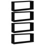 Estante cubo de pared 4 uds contrachapado negro 60x15x23 cm