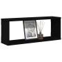 Estante cubo de pared 4 uds contrachapado negro 60x15x23 cm