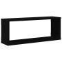 Estante cubo de pared 4 uds contrachapado negro 60x15x23 cm