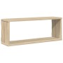 Estante cubo pared 4 uds contrachapado roble Sonoma 60x15x23 cm