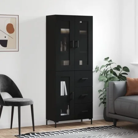 Aparador alto madera contrachapada negro 69,5x34x180 cm de vidaXL, Aparadores - Ref: Foro24-3198594, Precio: 187,32 €, Descue...