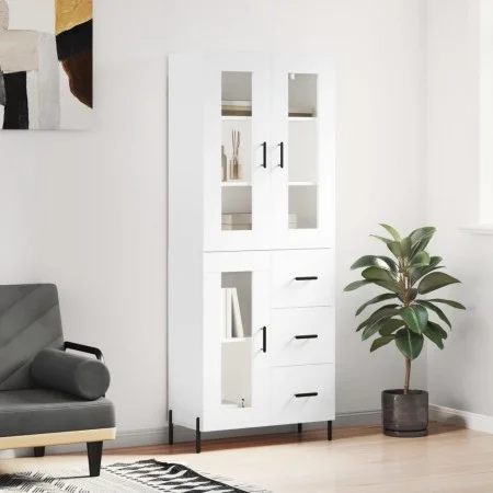 Hohes weißes Sperrholz-Sideboard 69,5 x 34 x 180 cm von vidaXL, Sideboards - Ref: Foro24-3198601, Preis: 201,05 €, Rabatt: %