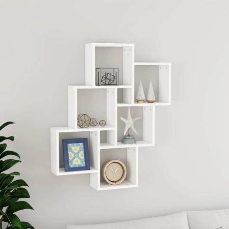 Estante de cubo de pared madera contrachapada blanco 78x15x93cm