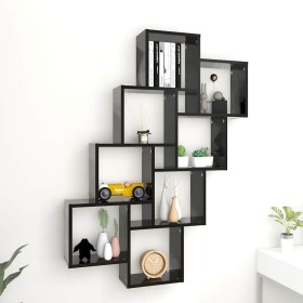 Estante cubo de pared madera contrachapada negro 90x15x119 cm