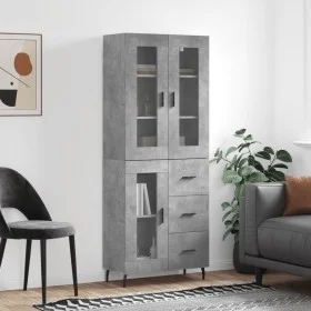 Aparador alto madera contrachapada gris hormigón 69,5x34x180 cm by vidaXL, Sideboards - Ref: Foro24-3198613, Price: 168,08 €,...
