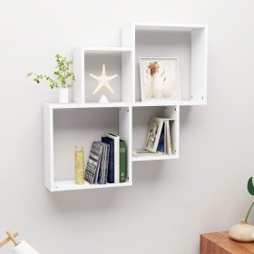 Estante de cubo pared madera contrachapada blanco 80x15x78,5 cm Estante de cubo pared madera contrachapada blanco 80x15x78,5 cm