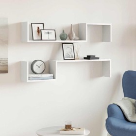 Estantes de pared 2 uds madera contrachapada blanco 100x15x20cm