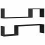 Estantes de pared 2 uds madera contrachapada negro 100x15x20 cm