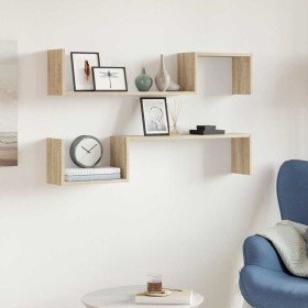 Estantes de pared 2 uds madera de ingeniería roble 100x15x20 cm
