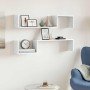 Estantes de pared 2 uds contrachapado blanco brillo 100x15x20cm