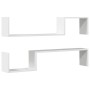 Estantes de pared 2 uds contrachapado blanco brillo 100x15x20cm