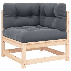 Sofá de esquina de jardín cojines gris antracita madera acacia