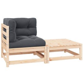 Muebles de jardín 2 piezas con cojines madera maciza de pino