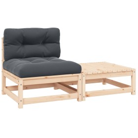 Muebles de jardín 3 piezas con cojines madera de pino maciza Muebles de jardín 3 piezas con cojines madera de pino maciza