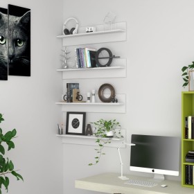 Estante de pared 4 uds madera contrachapada blanco 80x11,5x18cm