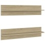 Estantes de pared 2 uds contrachapada color roble 80x11,5x18 cm