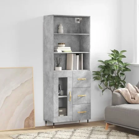 Aparador alto madera contrachapada gris hormigón 69,5x34x180 cm von vidaXL, Sideboards - Ref: Foro24-3189489, Preis: 143,63 €...