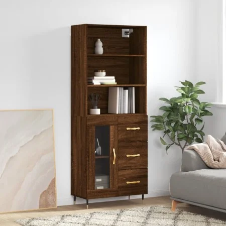 Hohes Sideboard aus braunem Eichensperrholz, 69,5 x 34 x 180 cm von vidaXL, Sideboards - Ref: Foro24-3189492, Preis: 151,87 €...
