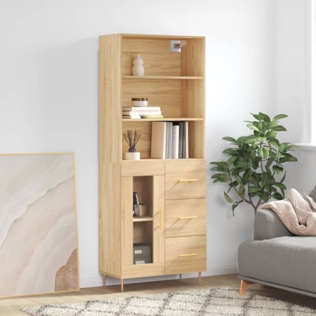 Aparador alto madera contrachapada color roble 69,5x34x180 cm de vidaXL, Aparadores - Ref: Foro24-3189496, Precio: 165,50 €, ...