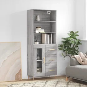 Hohes Sideboard aus sonomagrauem Sperrholz, 69,5 x 34 x 180 cm von vidaXL, Sideboards - Ref: Foro24-3189499, Preis: 148,30 €,...