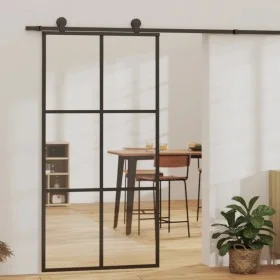 Puerta corredera ESG vidrio y aluminio negra 102x205 cm de vidaXL, Puertas - Ref: Foro24-151013, Precio: 233,92 €, Descuento: %