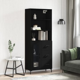 Hohes schwarzes Sperrholz-Sideboard 69,5 x 34 x 180 cm von vidaXL, Sideboards - Ref: Foro24-3189510, Preis: 176,01 €, Rabatt: %