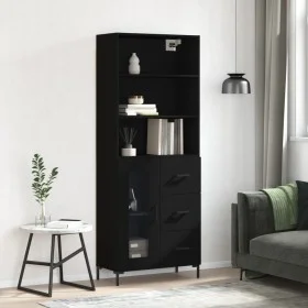 Hohes schwarzes Sperrholz-Sideboard 69,5 x 34 x 180 cm von vidaXL, Sideboards - Ref: Foro24-3189510, Preis: 163,40 €, Rabatt: %