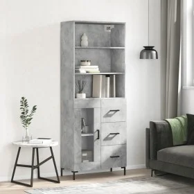 Aparador alto madera contrachapada gris hormigón 69,5x34x180 cm by vidaXL, Sideboards - Ref: Foro24-3189513, Price: 146,68 €,...