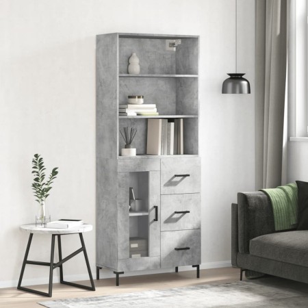 Aparador alto madera contrachapada gris hormigón 69,5x34x180 cm by vidaXL, Sideboards - Ref: Foro24-3189513, Price: 156,36 €,...