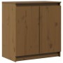 Armario auxiliar madera maciza de pino marrón miel 60x36x65 cm