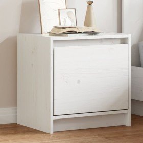 Mesita de noche madera maciza de mango blanco 40x30,5x40 cm Mesita de noche madera maciza de mango blanco 40x30,5x40 cm