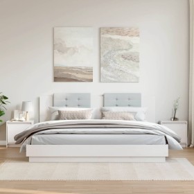 Mesitas de noche 2 uds madera maciza pino blanco 40x30,5x40 cm Mesitas de noche 2 uds madera maciza pino blanco 40x30,5x40 cm