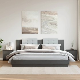 Mesitas de noche 2 uds madera maciza pino gris 40x30,5x40 cm Mesitas de noche 2 uds madera maciza pino gris 40x30,5x40 cm