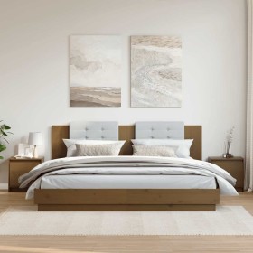 Mesitas de noche 2 uds madera de pino marrón miel 40x30,5x40 cm Mesitas de noche 2 uds madera de pino marrón miel 40x30,5x40 cm