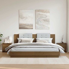 Mesitas de noche 2 uds madera de pino marrón miel 40x30,5x40 cm Mesitas de noche 2 uds madera de pino marrón miel 40x30,5x40 cm