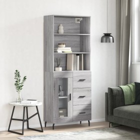 High sideboard sonoma gray plywood 69.5x34x180 cm by vidaXL, Sideboards - Ref: Foro24-3189531, Price: 163,25 €, Discount: %