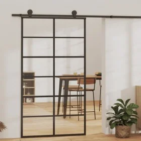 Puerta corredera ESG vidrio y aluminio negra 102x205 cm de vidaXL, Puertas - Ref: Foro24-151019, Precio: 181,29 €, Descuento: %