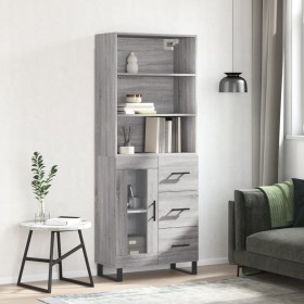 Aparador alto madera contrachapada gris sonoma 69,5x34x180 cm