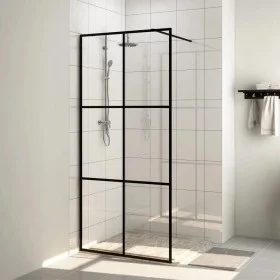 Accessible shower screen clear ESG glass black 80x195 cm by vidaXL, Shower walls and screens - Ref: Foro24-151023, Price: 139...
