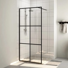 Mampara de ducha accesible vidrio ESG claro negro 80x195 cm