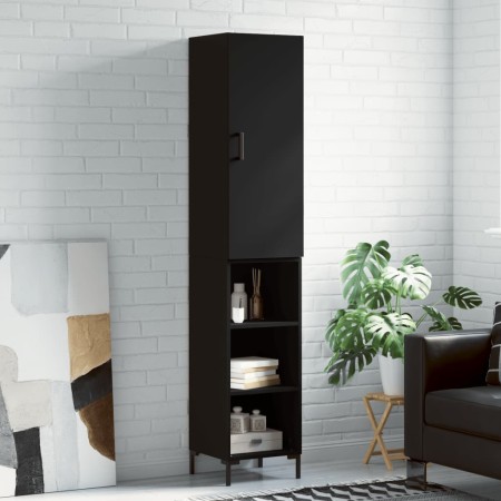 Aparador de madera contrachapada negro 34,5x34x180 cm de vidaXL, Aparadores - Ref: Foro24-3198978, Precio: 93,47 €, Descuento: %