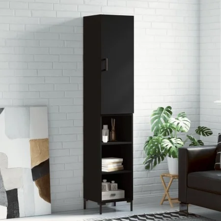 Aparador de madera contrachapada negro 34,5x34x180 cm de vidaXL, Aparadores - Ref: Foro24-3198978, Precio: 91,71 €, Descuento: %