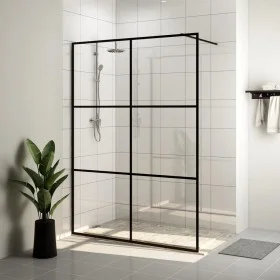 Accessible shower screen clear ESG glass black 140x195 cm by vidaXL, Shower walls and screens - Ref: Foro24-151027, Price: 20...