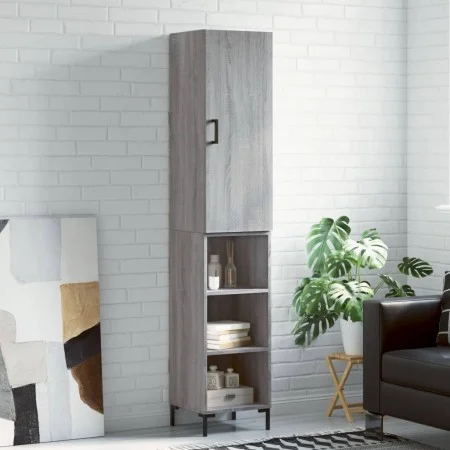 Aparador alto madera contrachapada gris Sonoma 34,5x34x180 cm de vidaXL, Aparadores - Ref: Foro24-3198983, Precio: 89,32 €, D...