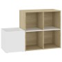Zapatero de recibidor contrachapado blanco roble 105x35,5x70 cm
