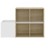 Zapatero de recibidor contrachapado blanco roble 105x35,5x70 cm
