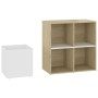 Zapatero de recibidor contrachapado blanco roble 105x35,5x70 cm