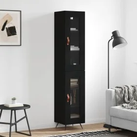 Aparador de madera contrachapada negro 34,5x34x180 cm by vidaXL, Sideboards - Ref: Foro24-3199402, Price: 100,25 €, Discount: %